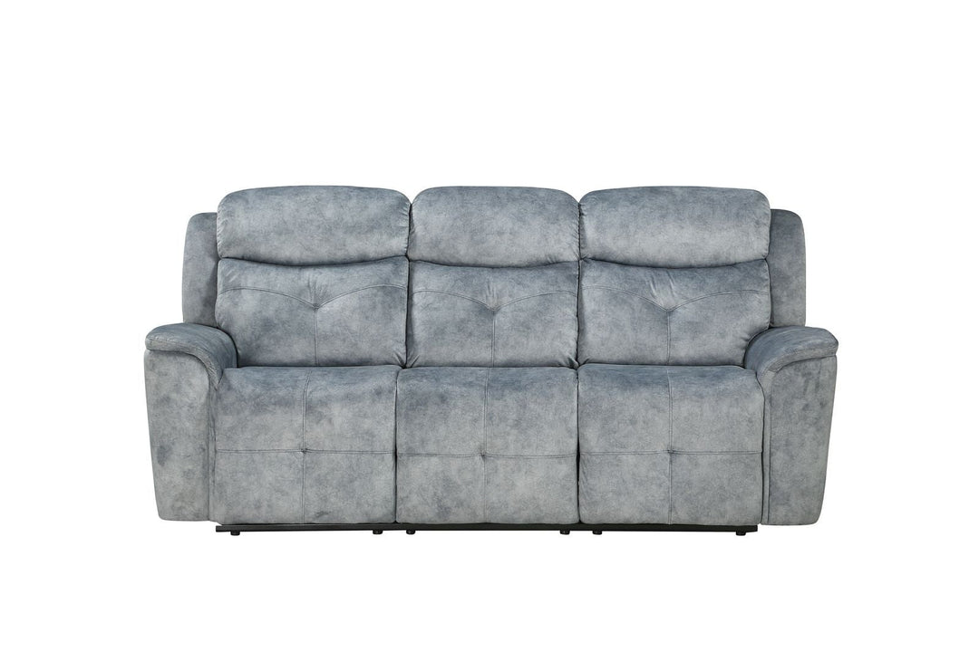 83" Gray Velvet Reclining Sofa With Black Legs Image 1