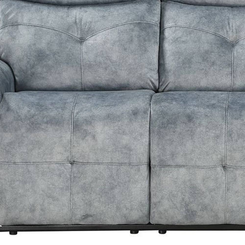 83" Gray Velvet Reclining Sofa With Black Legs Image 3