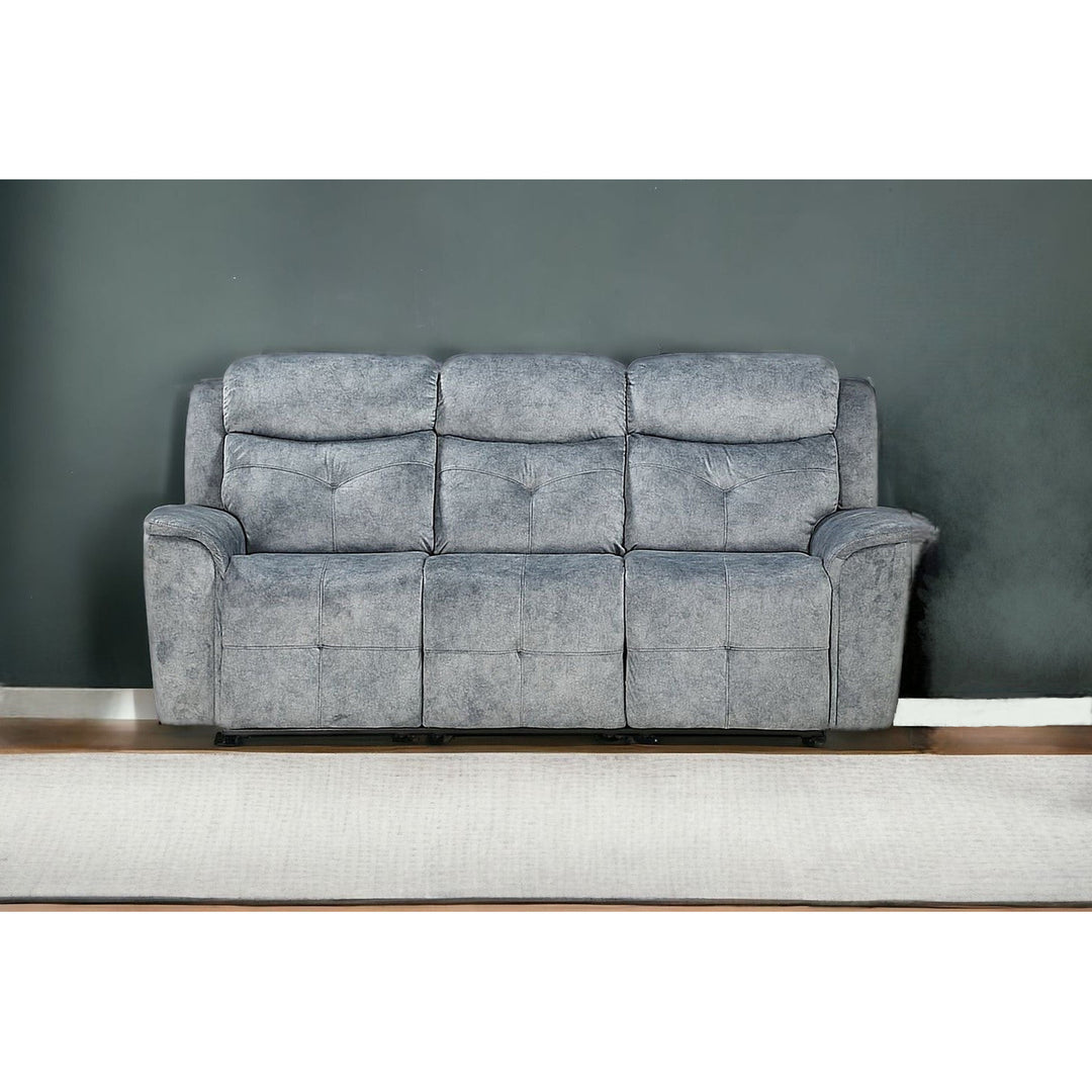 83" Gray Velvet Reclining Sofa With Black Legs Image 5