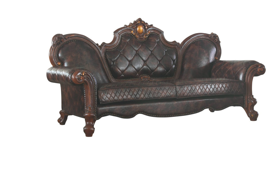 93" Dark Brown Faux Leather Sofa And Toss Pillows Image 1