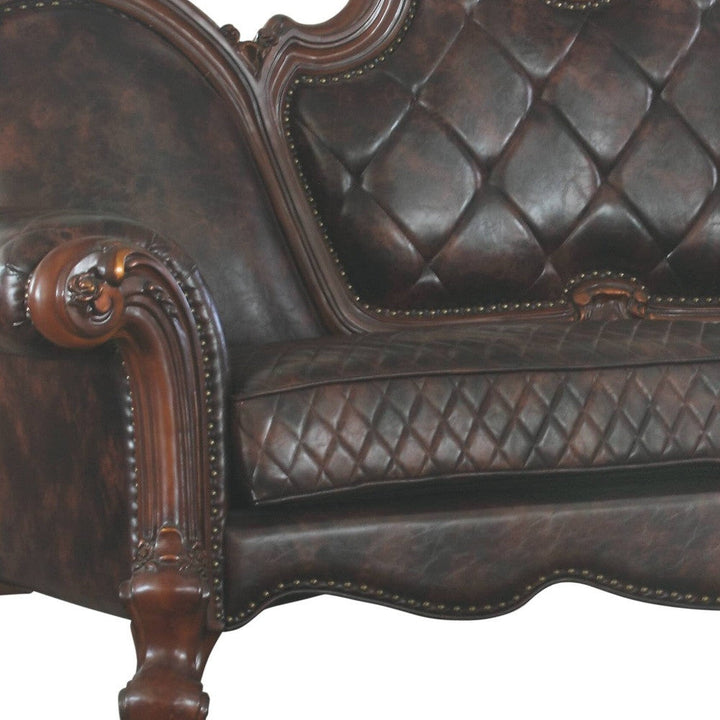 93" Dark Brown Faux Leather Sofa And Toss Pillows Image 3