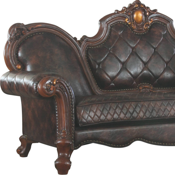 93" Dark Brown Faux Leather Sofa And Toss Pillows Image 4