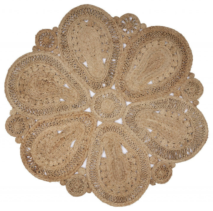 Floral Doily Natural Jute Area Rug Image 3