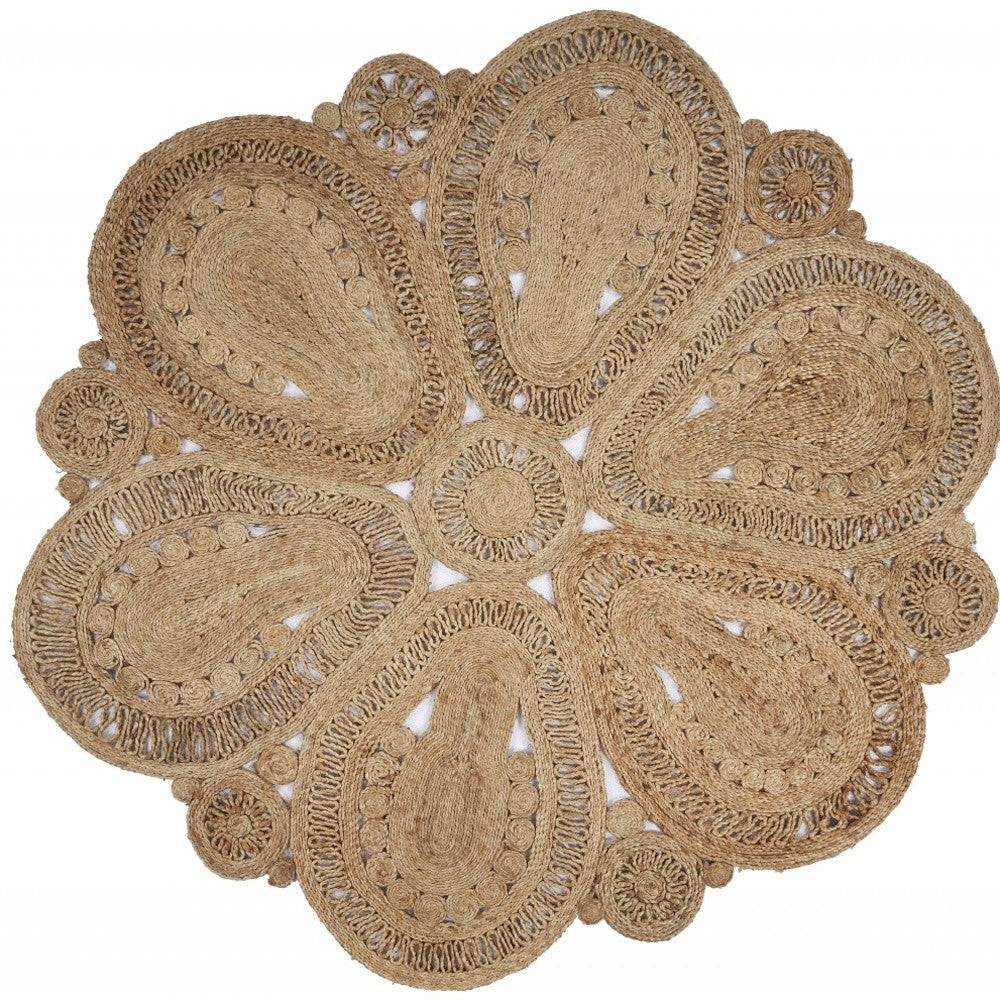 Floral Doily Natural Jute Area Rug Image 4