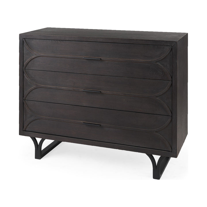 Contemporary Dark Oval Accent Cabinet Image 1