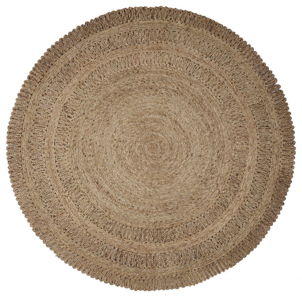 Gray Toned Braided Natural Jute Area Rug Image 1