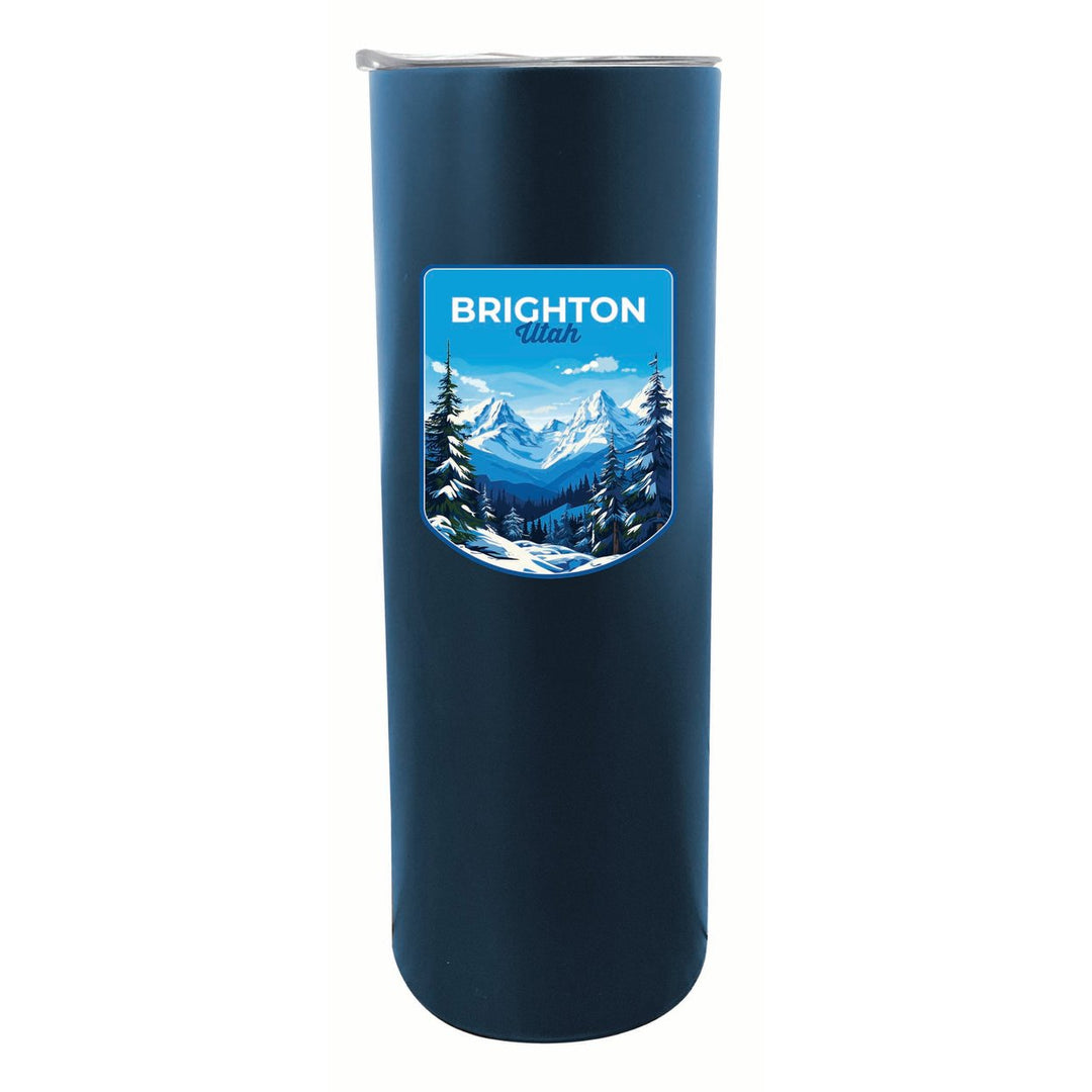 Brighton Utah Ski Resort Mountain Design Souvenir 20 oz Insulated Stainless Steel Skinny Tumbler Image 1