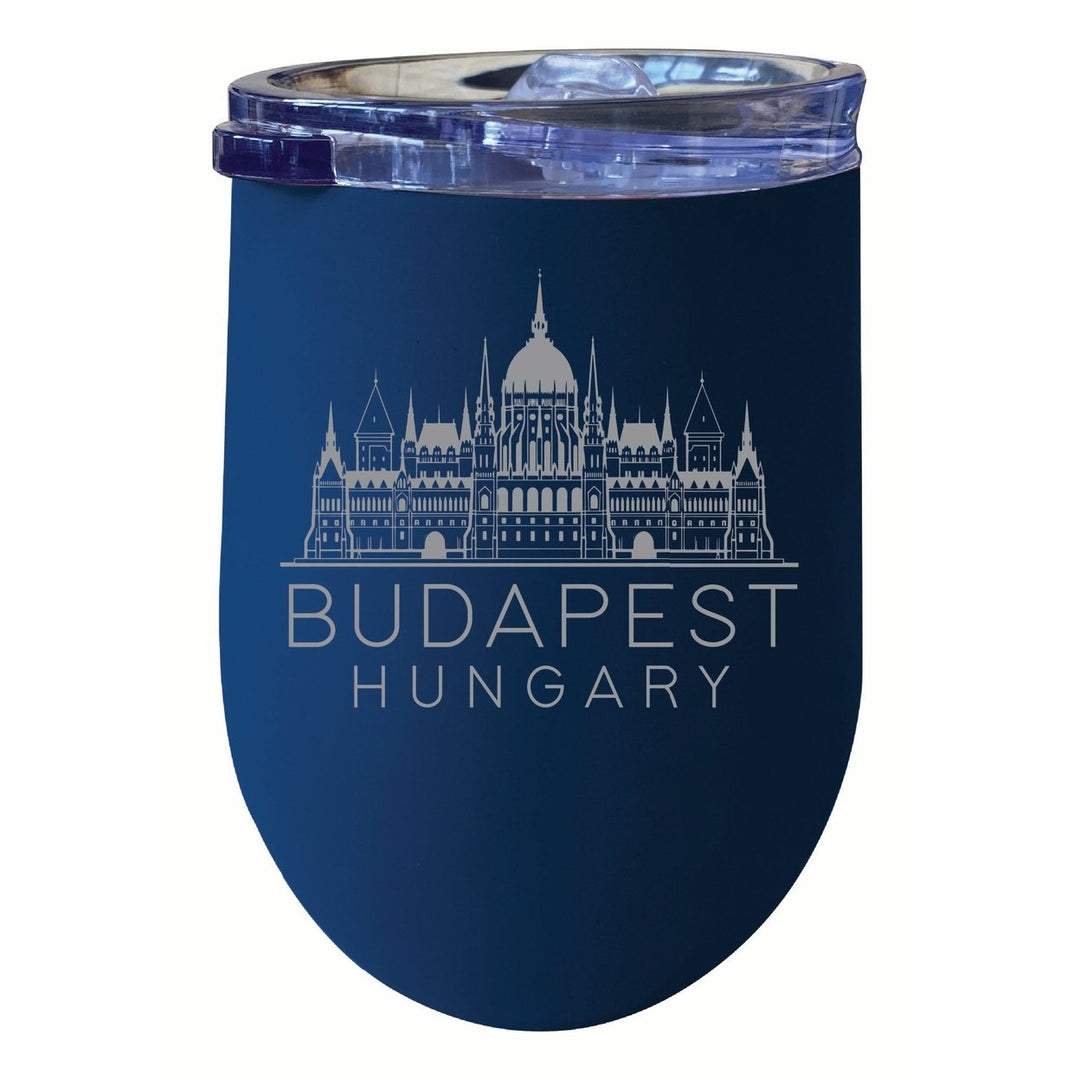 Budapest Hungary Souvenir 12 oz Engraved Insulated Wine Stainless Steel Tumbler Image 1