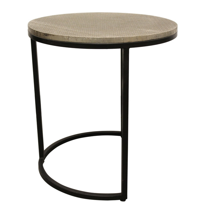 Set Of Three 19" Black And Silver Round Nested Tables Image 4