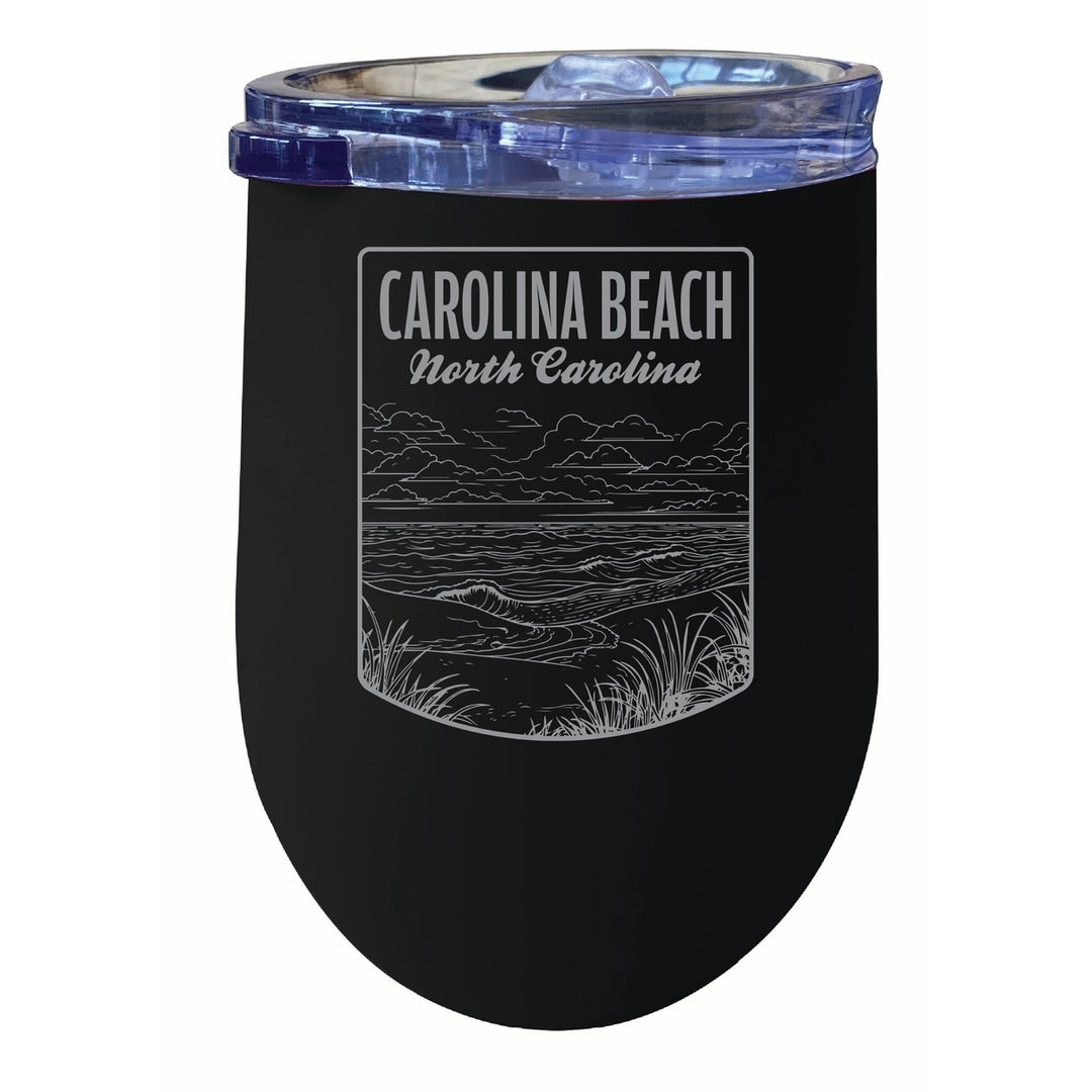 Carolina Beach North Carolina Souvenir 12 oz Engraved Insulated Wine Stainless Steel Tumbler Image 1