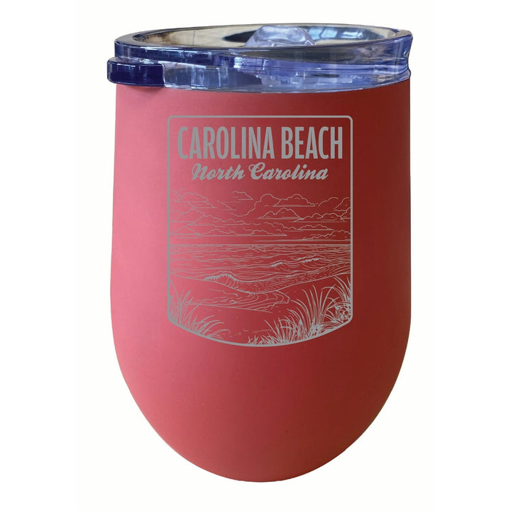 Carolina Beach North Carolina Souvenir 12 oz Engraved Insulated Wine Stainless Steel Tumbler Image 2