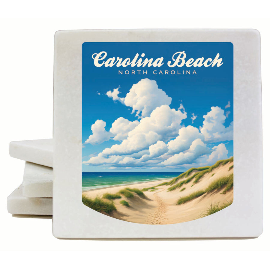 Carolina Beach, North Carolina. Beach and Sand Dunes Design Souvenir 4x4-Inch Coaster Marble 4 Pack Image 1