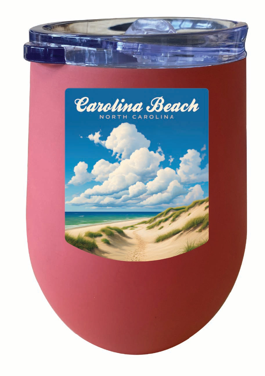 Carolina Beach, North Carolina. Beach and Sand Dunes Design Souvenir 12 oz Insulated Wine Stainless Steel Tumbler Image 3