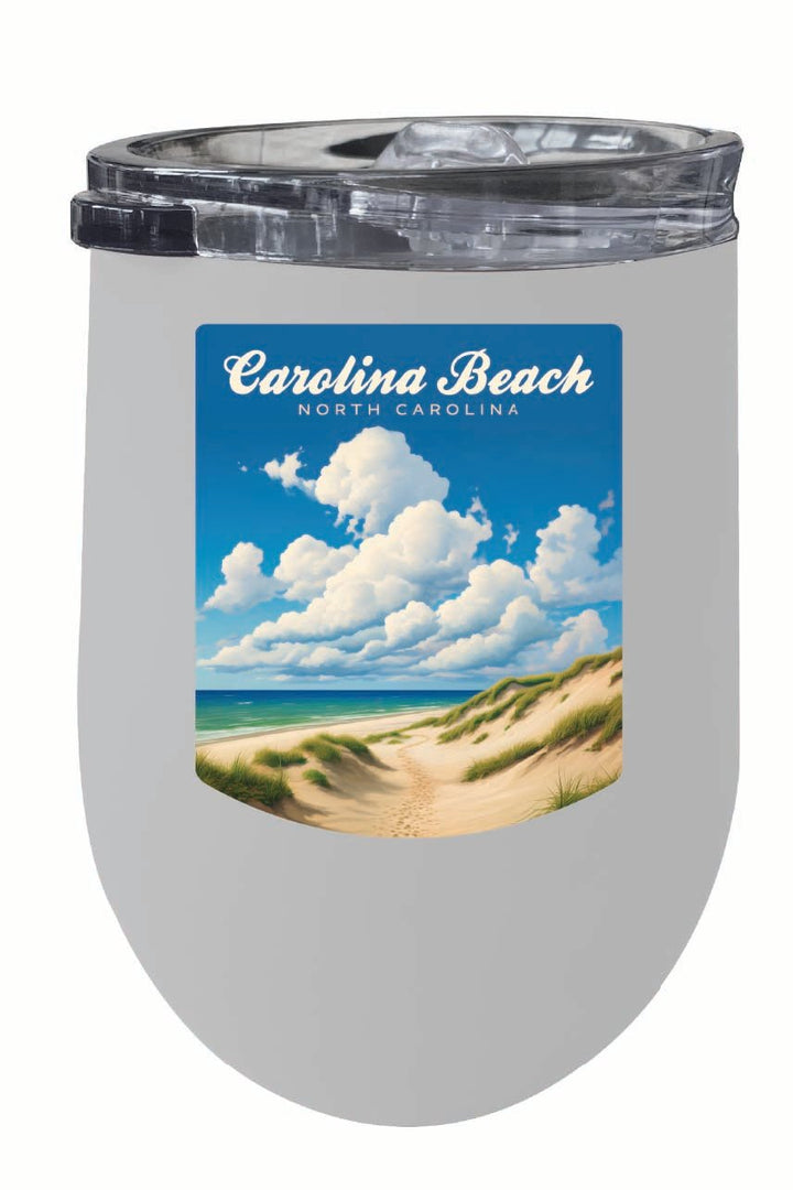 Carolina Beach, North Carolina. Beach and Sand Dunes Design Souvenir 12 oz Insulated Wine Stainless Steel Tumbler Image 4