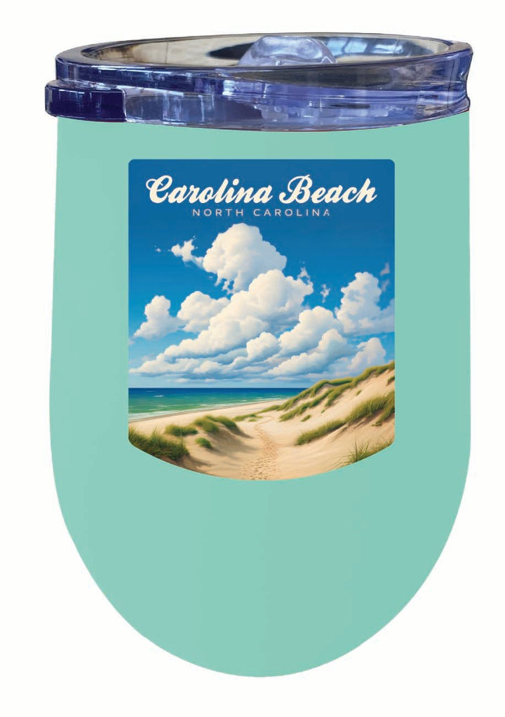 Carolina Beach, North Carolina. Beach and Sand Dunes Design Souvenir 12 oz Insulated Wine Stainless Steel Tumbler Image 5