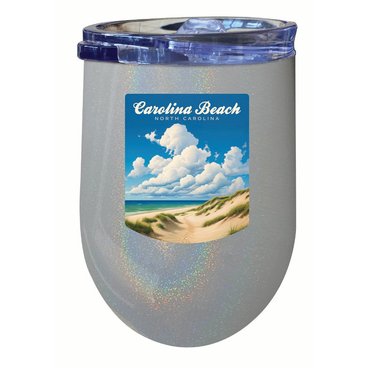 Carolina Beach, North Carolina. Beach and Sand Dunes Design Souvenir 12 oz Insulated Wine Stainless Steel Tumbler Image 6