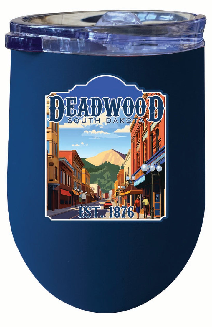 Deadwood South Dakota Wild West Design Souvenir 12 oz Insulated Wine Stainless Steel Tumbler Image 4