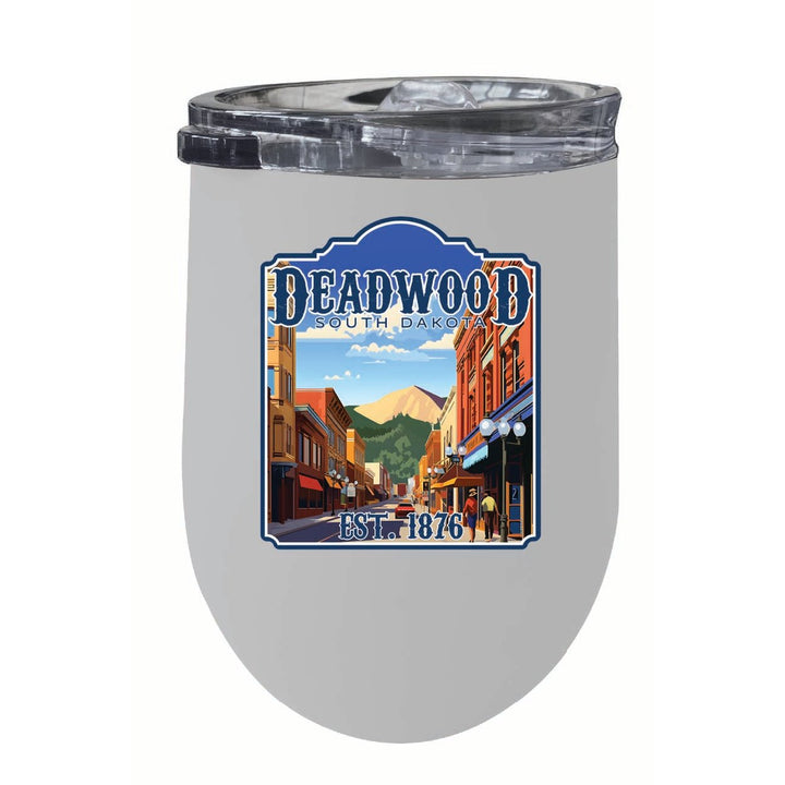 Deadwood South Dakota Wild West Design Souvenir 12 oz Insulated Wine Stainless Steel Tumbler Image 1