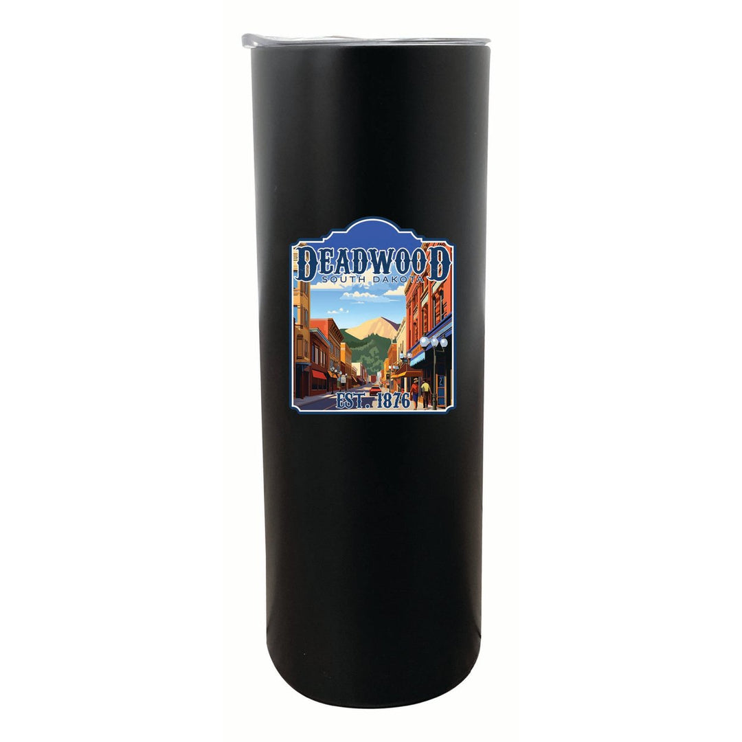 Deadwood South Dakota Wild West Design Souvenir 20 oz Insulated Stainless Steel Skinny Tumbler Image 1