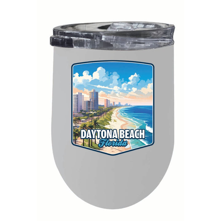 Daytona Beach Florida Ocean Shoreline Design Souvenir 12 oz Insulated Wine Stainless Steel Tumbler Image 1