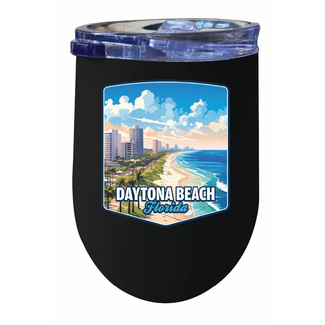 Daytona Beach Florida Ocean Shoreline Design Souvenir 12 oz Insulated Wine Stainless Steel Tumbler Image 5