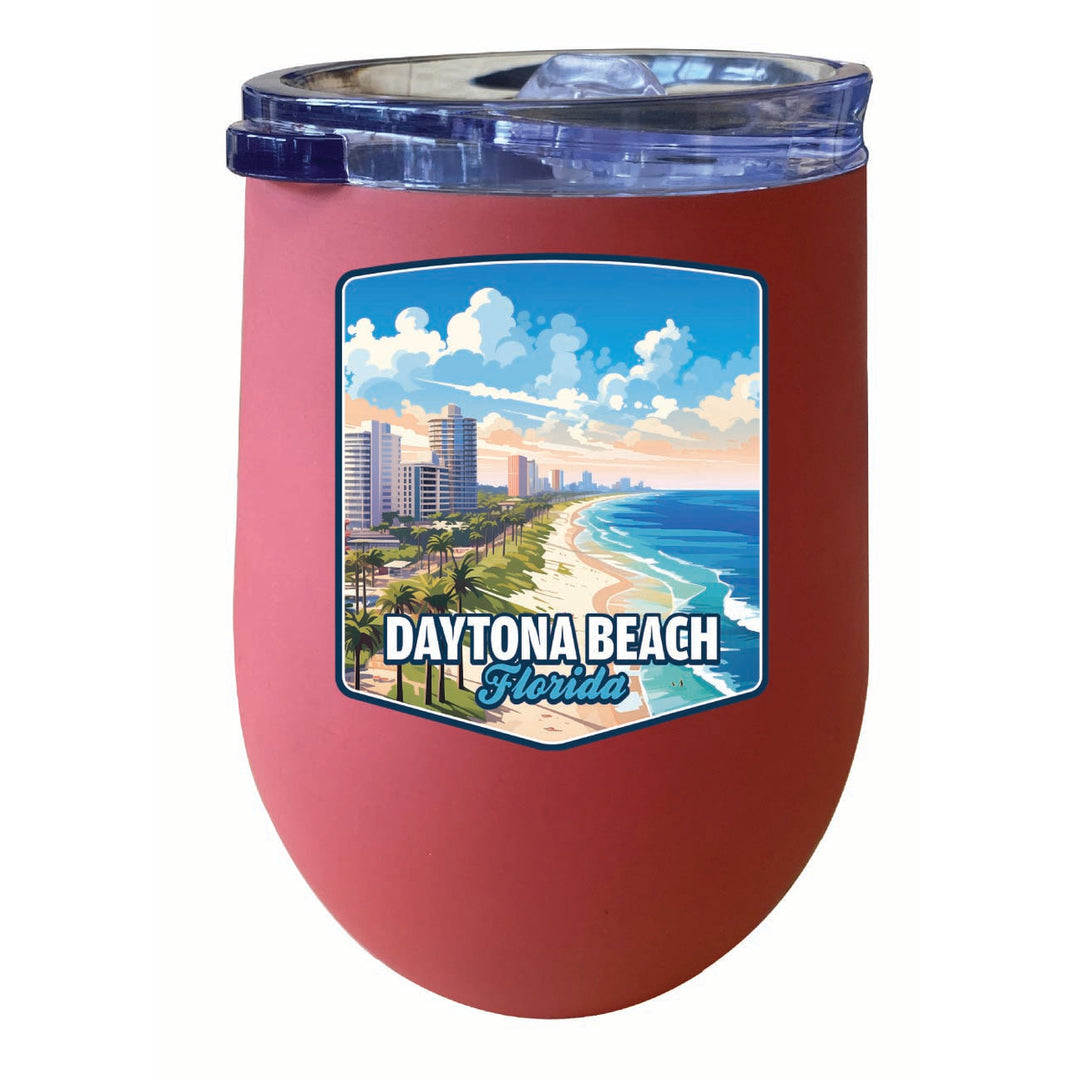 Daytona Beach Florida Ocean Shoreline Design Souvenir 12 oz Insulated Wine Stainless Steel Tumbler Image 6