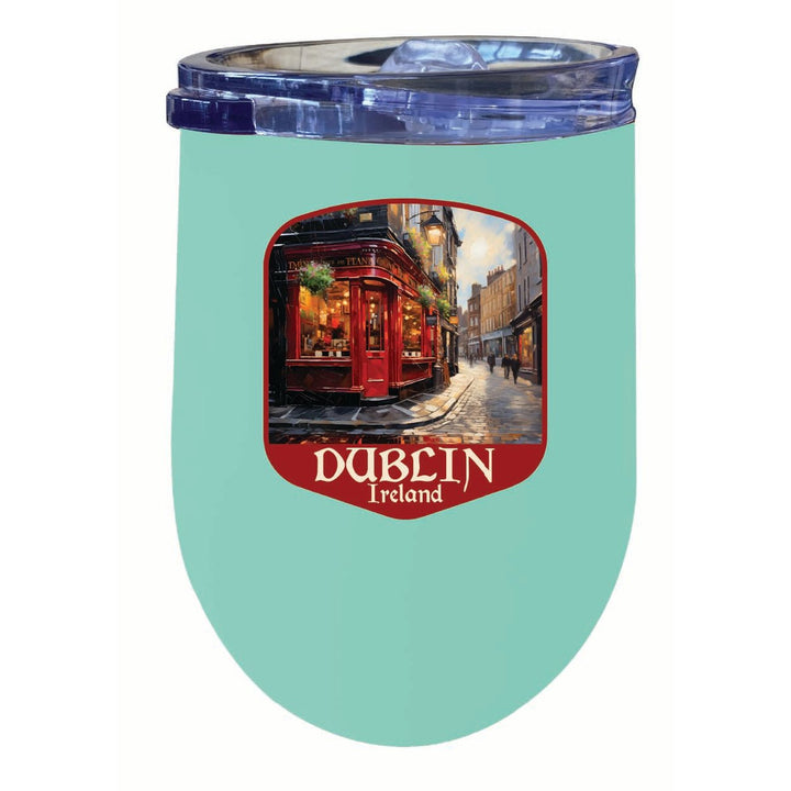 Dublin Ireland Red Pub Design Souvenir 12 oz Insulated Wine Stainless Steel Tumbler Image 1