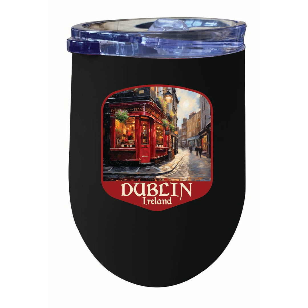 Dublin Ireland Red Pub Design Souvenir 12 oz Insulated Wine Stainless Steel Tumbler Image 5