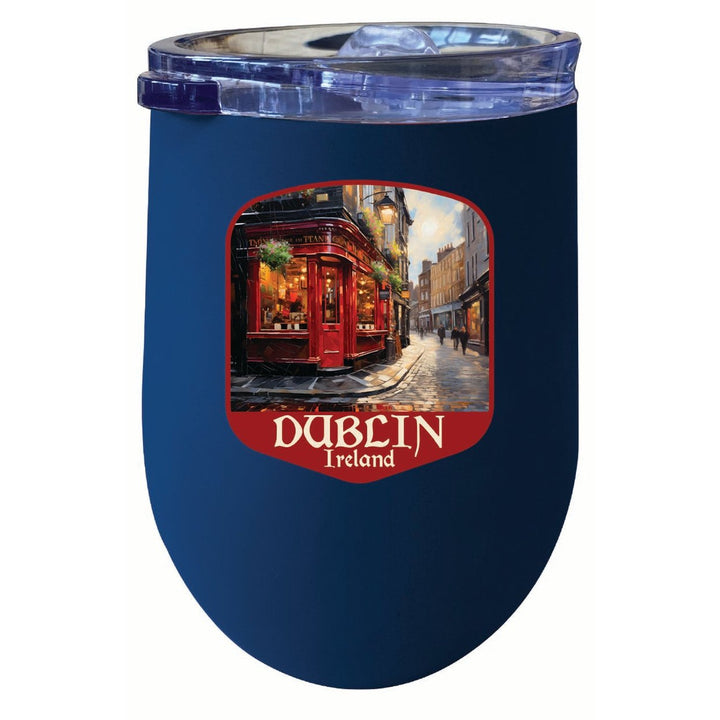 Dublin Ireland Red Pub Design Souvenir 12 oz Insulated Wine Stainless Steel Tumbler Image 1