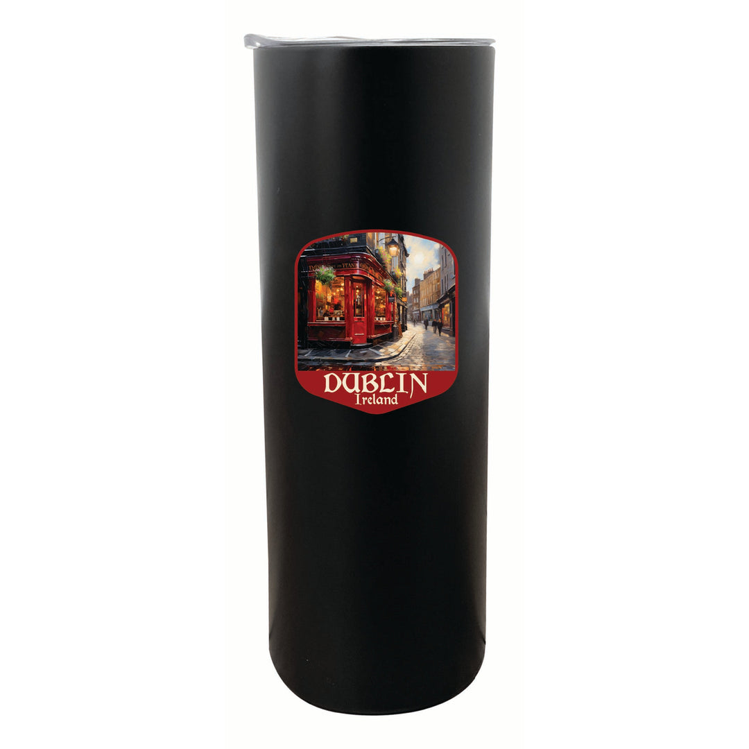 Dublin Ireland Red Pub Design Souvenir 20 oz Insulated Stainless Steel Skinny Tumbler Image 2