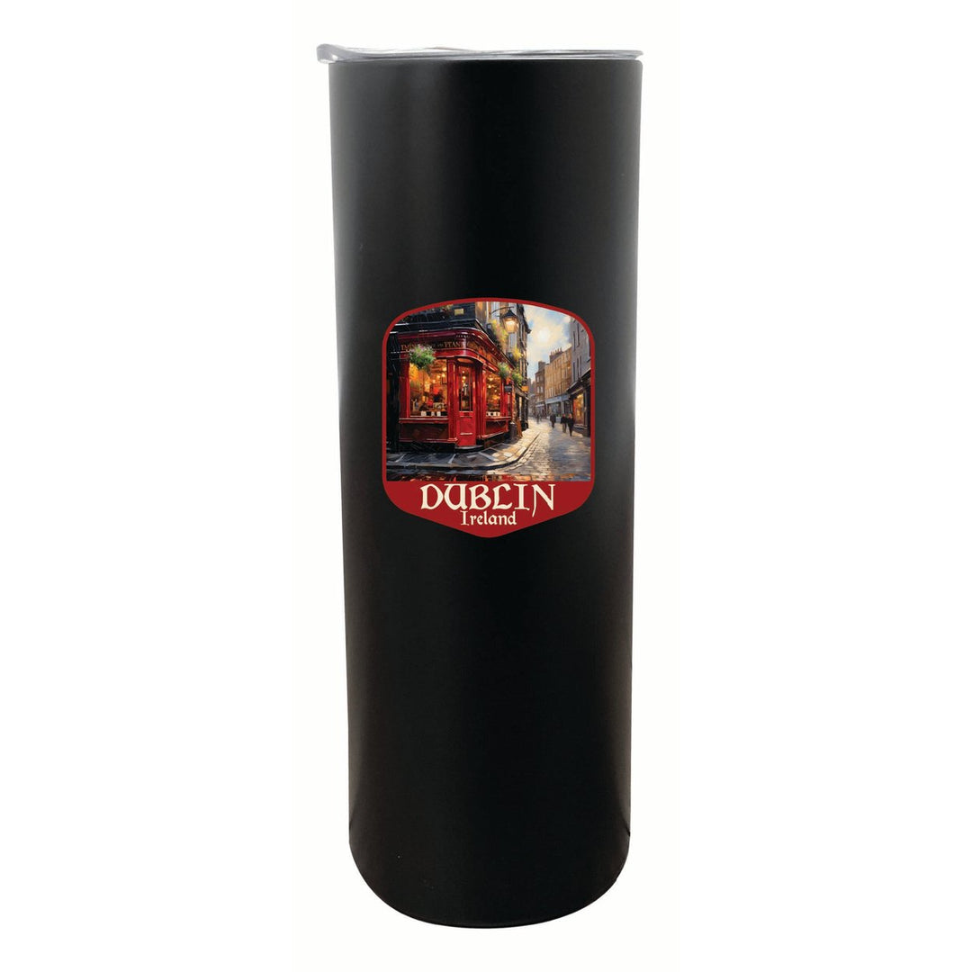 Dublin Ireland Red Pub Design Souvenir 20 oz Insulated Stainless Steel Skinny Tumbler Image 1