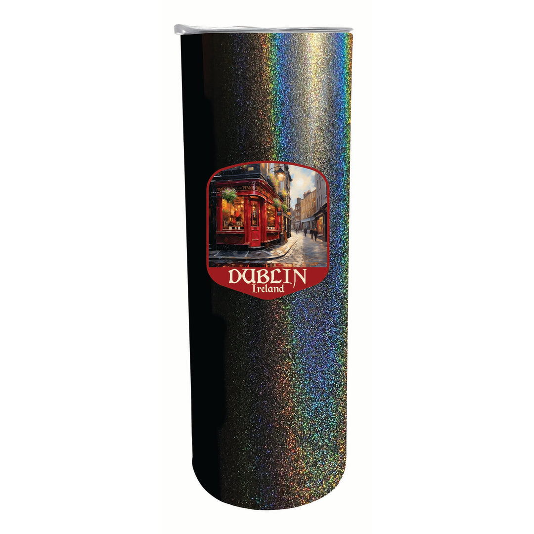 Dublin Ireland Red Pub Design Souvenir 20 oz Insulated Stainless Steel Skinny Tumbler Image 3