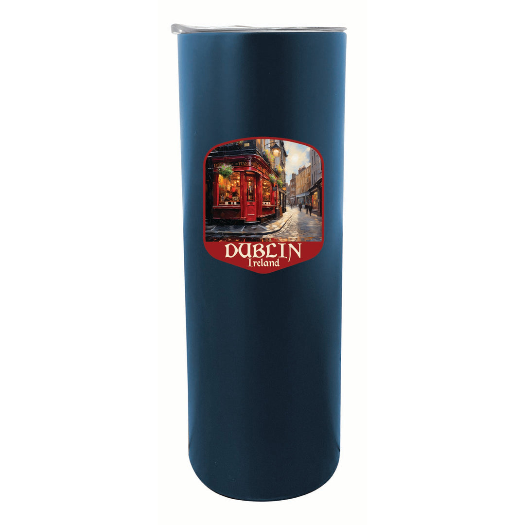 Dublin Ireland Red Pub Design Souvenir 20 oz Insulated Stainless Steel Skinny Tumbler Image 5