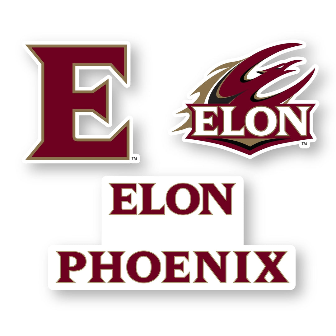 Elon University Vinyl Decal Sticker 3 Pack 4-Inch Each Officially Licensed Collegiate Product Image 1