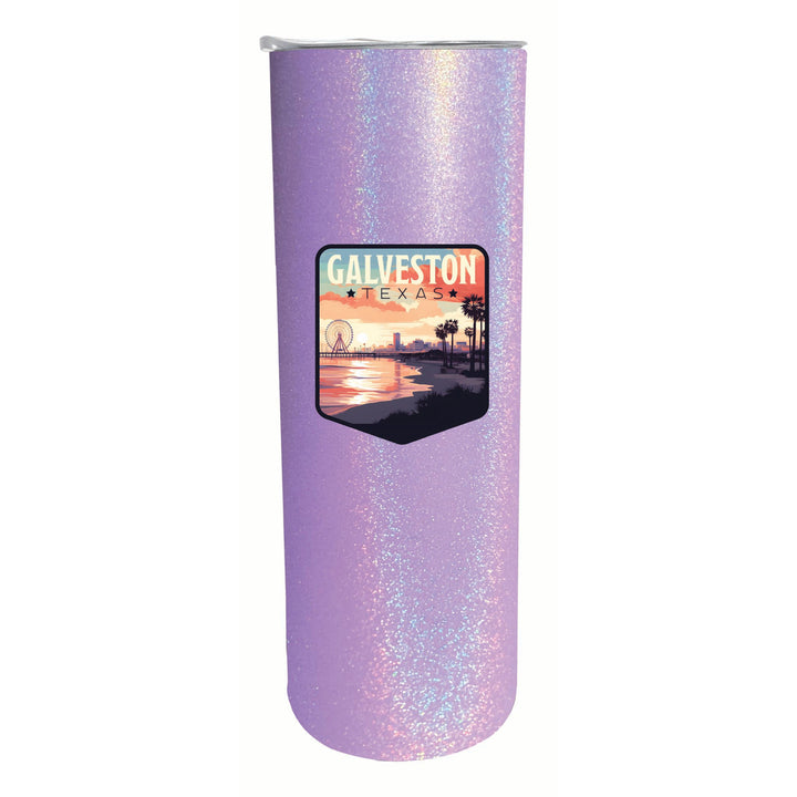 Galveston Texas Pleasure Pier Design Souvenir 20 oz Insulated Stainless Steel Skinny Tumbler Image 1