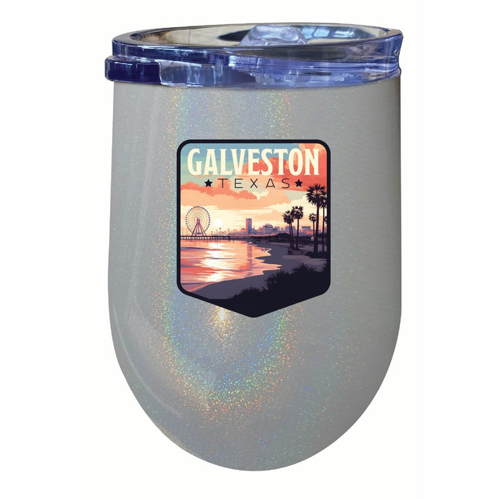 Galveston Texas Pleasure Pier Design Souvenir 12 oz Insulated Wine Stainless Steel Tumbler Image 2