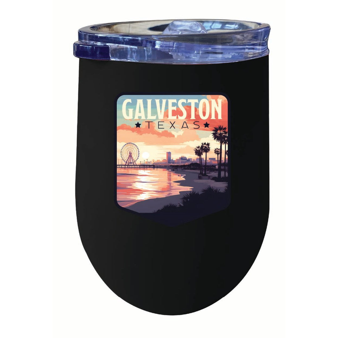 Galveston Texas Pleasure Pier Design Souvenir 12 oz Insulated Wine Stainless Steel Tumbler Image 1