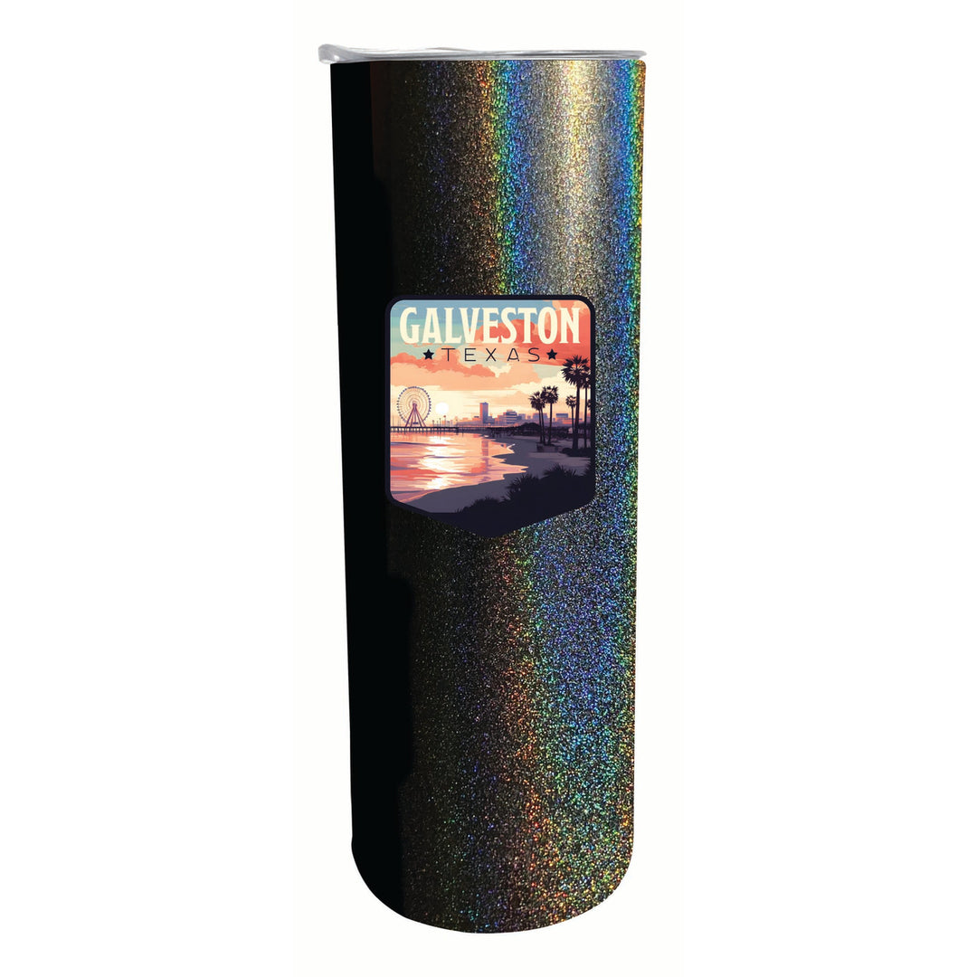 Galveston Texas Pleasure Pier Design Souvenir 20 oz Insulated Stainless Steel Skinny Tumbler Image 3