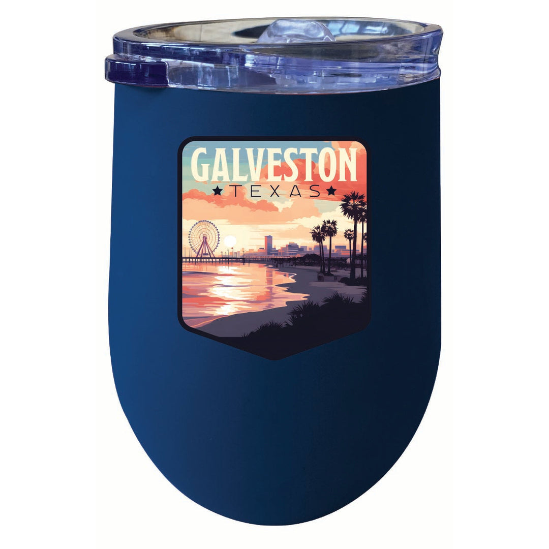 Galveston Texas Pleasure Pier Design Souvenir 12 oz Insulated Wine Stainless Steel Tumbler Image 4