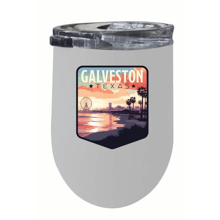 Galveston Texas Pleasure Pier Design Souvenir 12 oz Insulated Wine Stainless Steel Tumbler Image 6