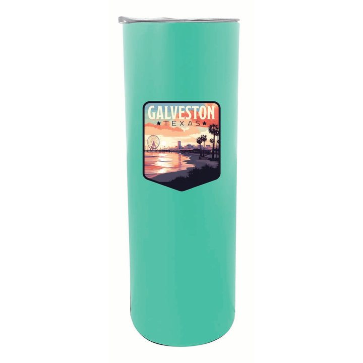 Galveston Texas Pleasure Pier Design Souvenir 20 oz Insulated Stainless Steel Skinny Tumbler Image 5