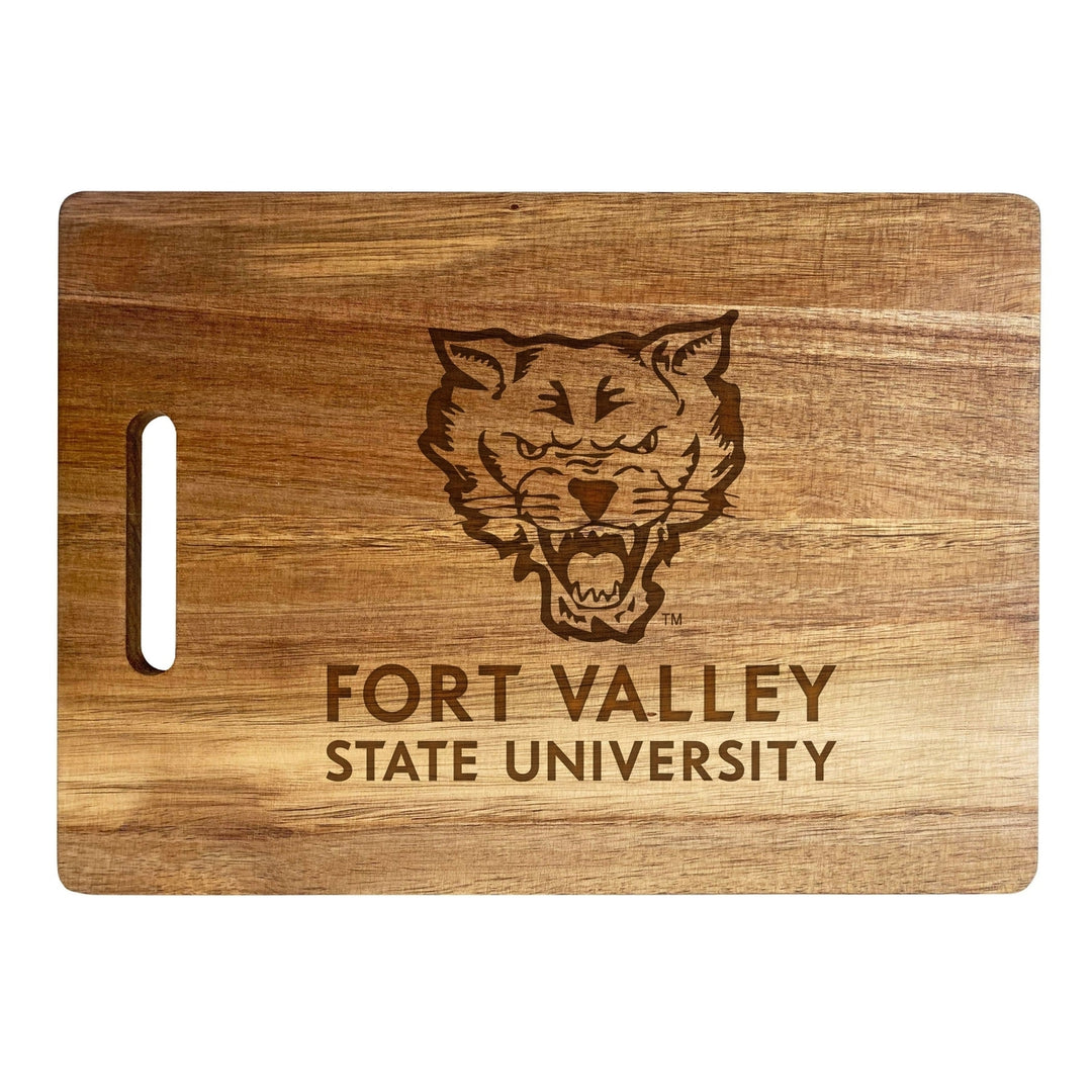 Fort Valley State University Engraved Wooden Cutting Board 10" x 14" Acacia Wood Officially Licensed Collegiate Product Image 2