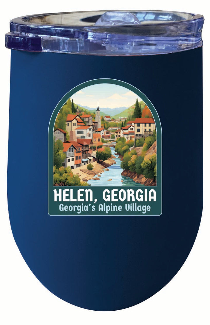 Helen Georgia Alpine Village Design Souvenir 12 oz Insulated Wine Stainless Steel Tumbler Image 1