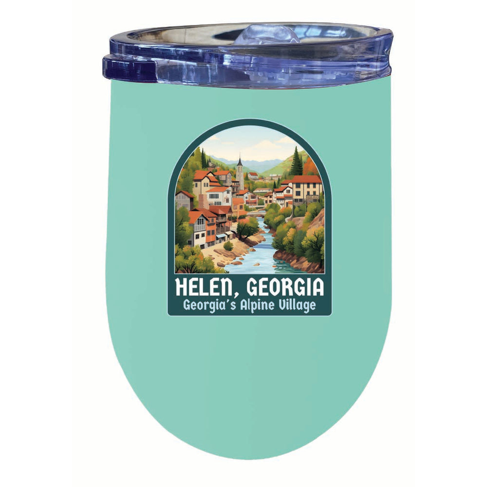 Helen Georgia Alpine Village Design Souvenir 12 oz Insulated Wine Stainless Steel Tumbler Image 2