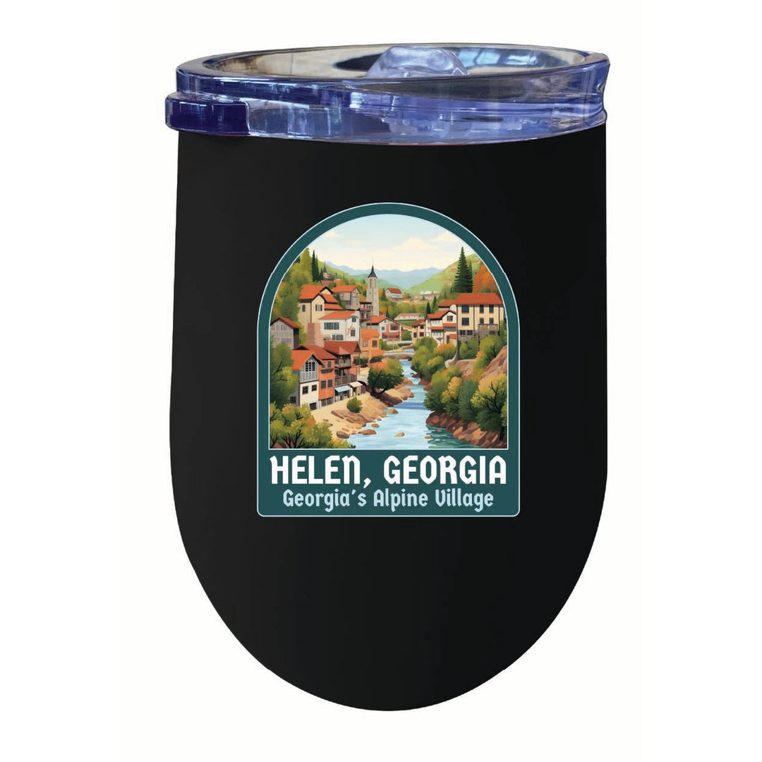 Helen Georgia Alpine Village Design Souvenir 12 oz Insulated Wine Stainless Steel Tumbler Image 1