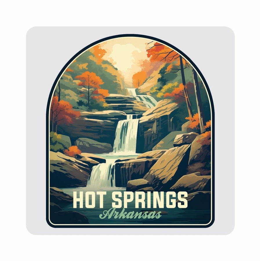 Hot Springs Arkansas Autumn Waterfall Design Souvenir 4x4-Inch Coaster Acrylic 4 Pack Image 1