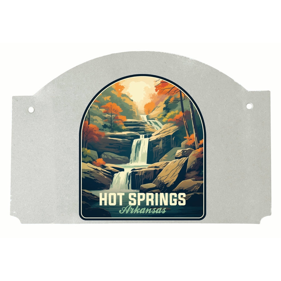 Hot Springs Arkansas Autumn Waterfall Design Souvenir Wood sign flat with string Image 1