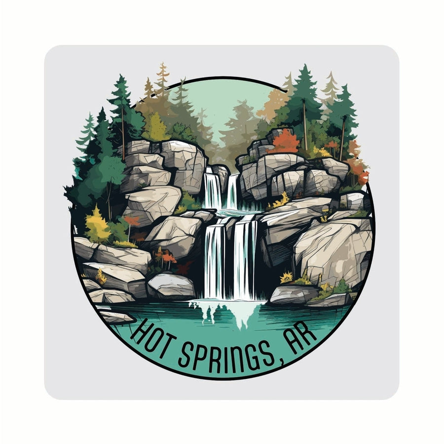 Hot Springs Arkansas Waterfall Illustration Design Souvenir 4x4-Inch Coaster Acrylic 4 Pack Image 1