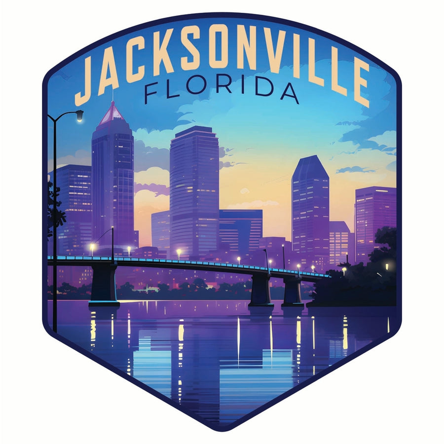 Jacksonville Florida Evening Cityscape Design Souvenir Vinyl Decal Sticker Image 1