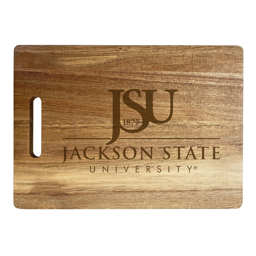 Jackson State University Engraved Wooden Cutting Board 10" x 14" Acacia Wood Officially Licensed Collegiate Product Image 2